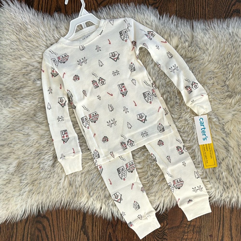 4T NWT Toddler Girl Thermal Gingerbread Pajama Set